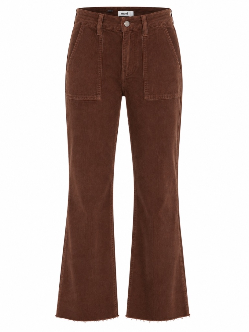 Mavi Sheila High Waist Raw Hem Crop Flare Corduroy Pants Rain Drum 27